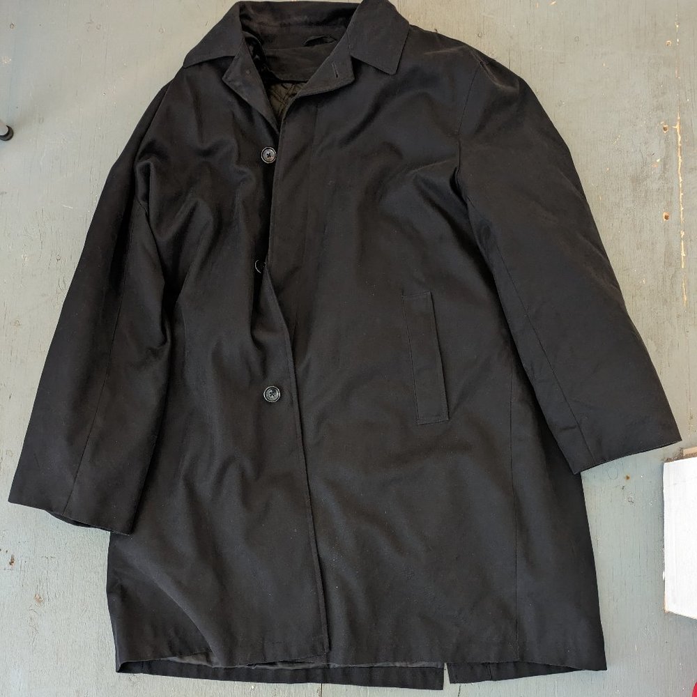 London Fog Men's Durham Rain Coat with Zip Out Body, Black, 48 Regular